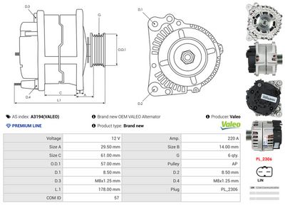 GENERATOR / ALTERNATOR AS-PL A3194VALEO 4