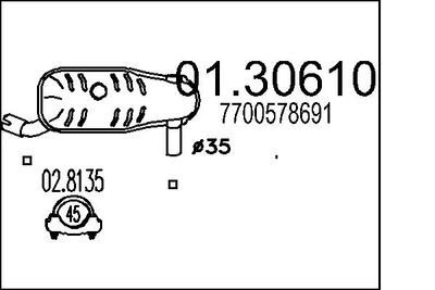 Предглушитель выхлопных газов MTS 01.30610 для RENAULT 4