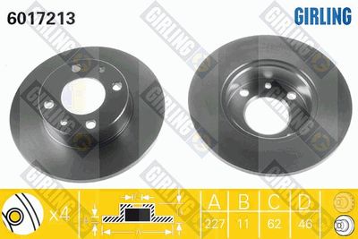 Тормозной диск GIRLING 6017213 для FIAT X