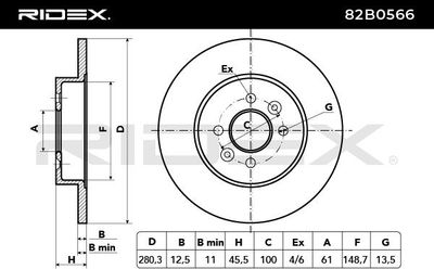 спирачен диск RIDEX 82B0566