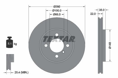 Тормозной диск TEXTAR 92026500 для BMW Z1