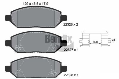 Комплект тормозных колодок, дисковый тормоз BENDIX Braking BPD1456 для OPEL KARL
