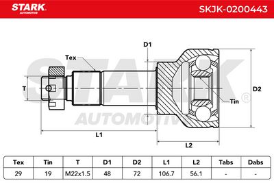 каре комплект, полуоска STARK SKJK-0200443