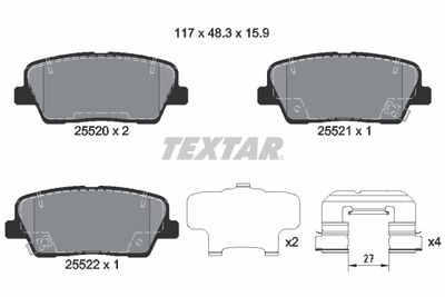 Комплект тормозных колодок, дисковый тормоз TEXTAR 2552008 для KIA QUORIS