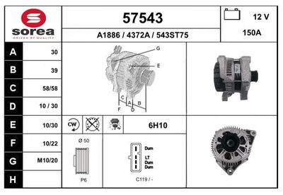 Генератор EAI 57543 для OPEL SINTRA