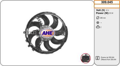 Вентилятор, охлаждение двигателя AHE 309.045 для FIAT STILO