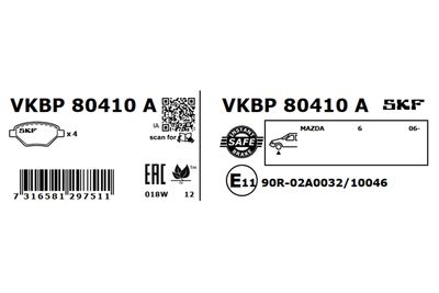 Brake Pad Set, disc brake VKBP 80410 A