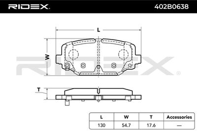 комплект спирачно феродо, дискови спирачки RIDEX 402B0638