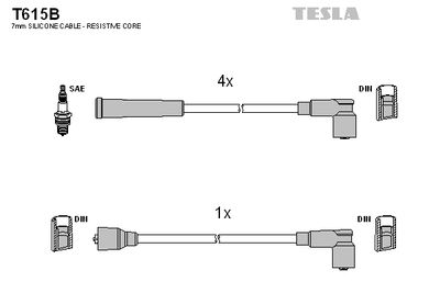 Комплект проводов зажигания TESLA T615B для TOYOTA TERCEL