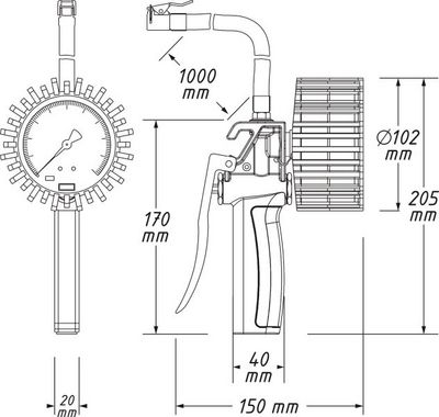 Dæktryktester/-fylder HAZET 9041G-1