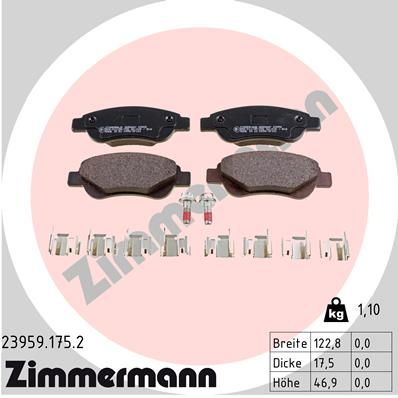 Комплект тормозных колодок, дисковый тормоз ZIMMERMANN 23959.175.2 для GEELY LC