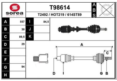 EAI T98614 Полуось в сборе для HONDA CR-V III (RE_) 2.2 i-CTDi 4WD (RE6) EAI T98614 Полуось в сборе для HONDA CR-V III (RE_) 2.2 i-CTDi 4WD (RE6)