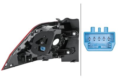 Achterlicht Rechts (bovenste deel/extern, LED, kleur indicator wit, kleur van het glas grijs/red) past: VW TIGUAN II 01.16-12.19