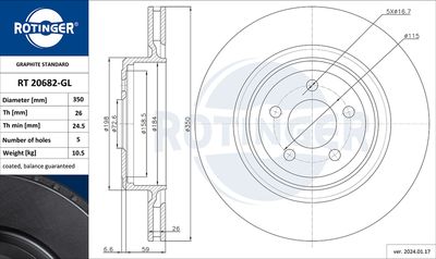 спирачен диск ROTINGER RT 20682-GL