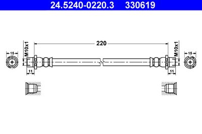 ATE 24.5240-0220.3 Тормозной шланг  для CHEVROLET ASTRA (Шевроле Астра)