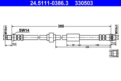 Тормозной шланг ATE 24.5111-0386.3 для RENAULT TRAFIC