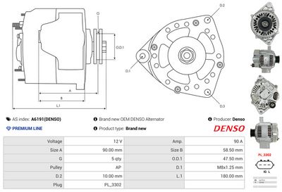 GENERATOR / ALTERNATOR AS-PL A6191DENSO 4