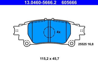 Комплект тормозных колодок, дисковый тормоз ATE 13.0460-5666.2 для LEXUS IS