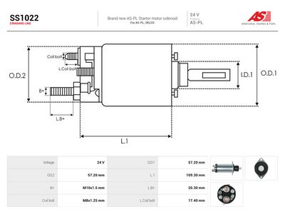 Elektromagnetický spínač, štartér AS-PL SS1022