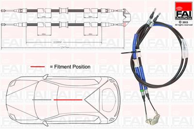 Тросик, cтояночный тормоз FAI AutoParts FBC0053 для OPEL COMBO