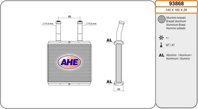 AHE 93868 Радиатор печки  для HYUNDAI ATOS (Хендай Атос)