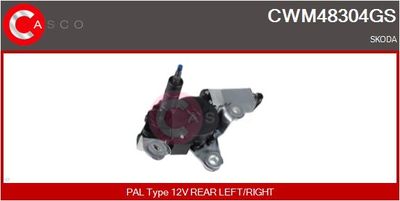 CASCO CWM48304GS Двигатель стеклоочистителя  для SKODA ROOMSTER (5J7) 1.4 TDI