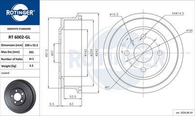 спирачен барабан ROTINGER RT 6002-GL