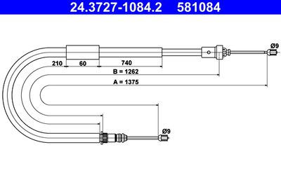 Тросик, cтояночный тормоз ATE 24.3727-1084.2 для RENAULT MODUS