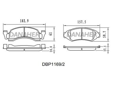 Комплект тормозных колодок, дисковый тормоз DANAHER DBP1169/2 для FORD USA BRONCO