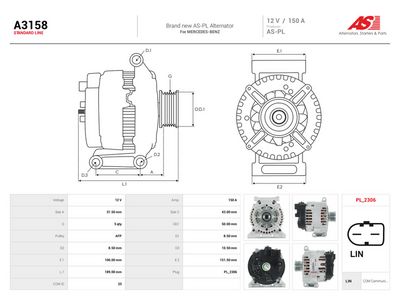 Dynamo AUTOSTARTER A3158 for MERCEDES-BENZ