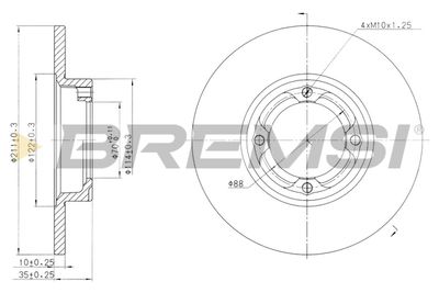 Тормозной диск BREMSI CD6418S для DAIHATSU HIJET