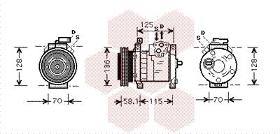 Компрессор, кондиционер VAN WEZEL 0700K094 для CHRYSLER PT