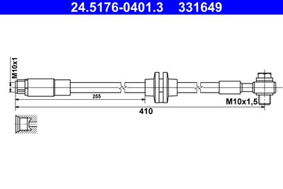 ATE 24.5176-0401.3 Тормозной шланг  для CHEVROLET CRUZE (Шевроле Крузе)