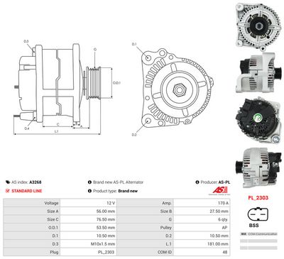 GENERATOR / ALTERNATOR AS-PL A3268 4
