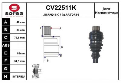 Sada kloubů, hnací hřídel EAI CV22511K