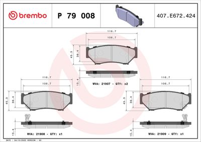 Комплект тормозных колодок, дисковый тормоз P 79 008