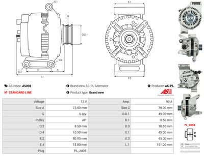 GENERATOR / ALTERNATOR AS-PL A5098 4