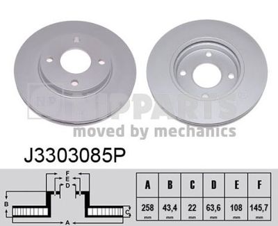 NIPPARTS J3303085P Тормозные диски  для FORD FUSION (Форд Фусион)