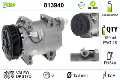 VALEO Compressor, airconditioning VALEO RE-GEN REMANUFACTURED (813940)