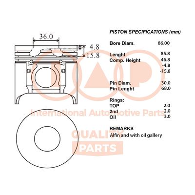 Поршень IAP QUALITY PARTS 100-11056 для MAZDA PREMACY