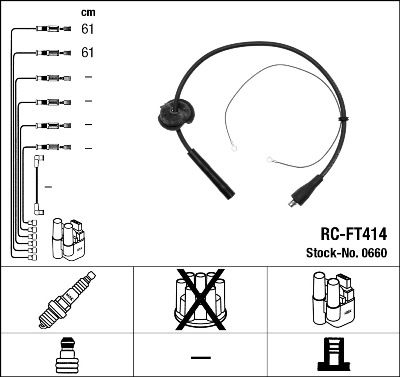 Комплект проводов зажигания NGK 0660 для FIAT PANDA