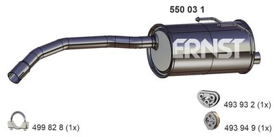 Глушитель выхлопных газов конечный ERNST 550031 для FIAT 500
