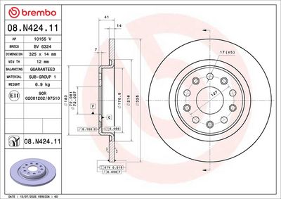Brake disc Achter past: JEEP GRAND CHEROKEE L V 2.0H 05.21-
