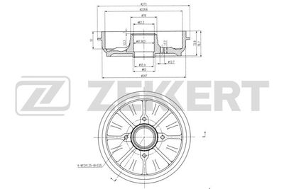 Тормозной барабан ZEKKERT BS-6267 для PEUGEOT 208