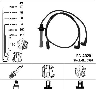Комплект проводов зажигания NGK 0520 для ALFA ROMEO 75
