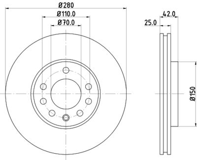 Тормозной диск HELLA 8DD 355 106-071 для CHEVROLET ZAFIRA