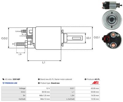 Elektromagnetický spínač, startér AS-PL SS9148P