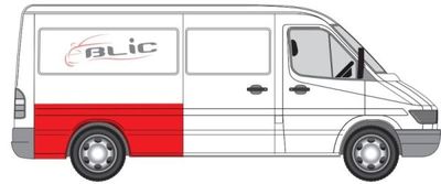 Achterspatbord Rechts (1/3 hoogte  middelgroot model, hoogte 80mm) past: MERCEDES SPRINTER 901, 902, 903, 904, 905  VW LT II 01.95-07.06