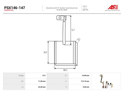 Kolborste, startmotor AS-PL PSX146-147