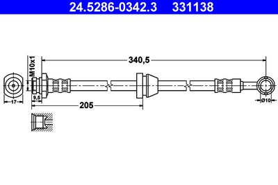 Тормозной шланг ATE 24.5286-0342.3 для CHEVROLET AVEO